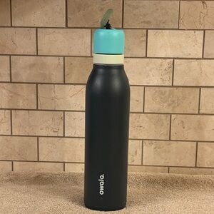 Owala Stainless Steel Water Bottle - Dark Grey or Black with Mint Lid